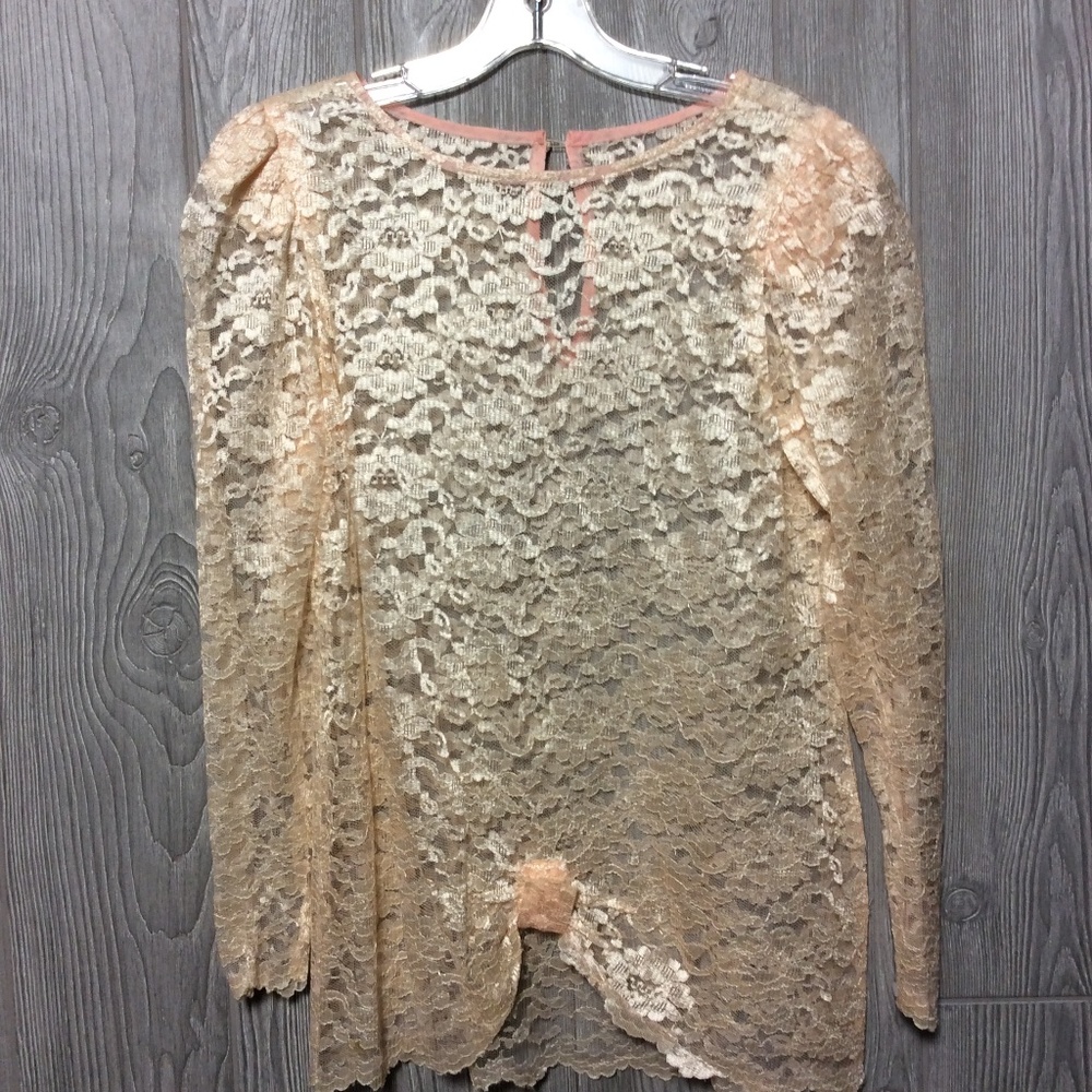 Vintage Pink Lace Blouse